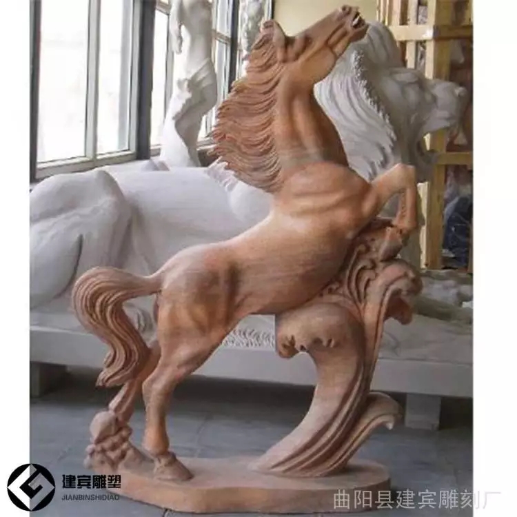 景观石头马石雕奔马将军马石雕群马雕塑摆件